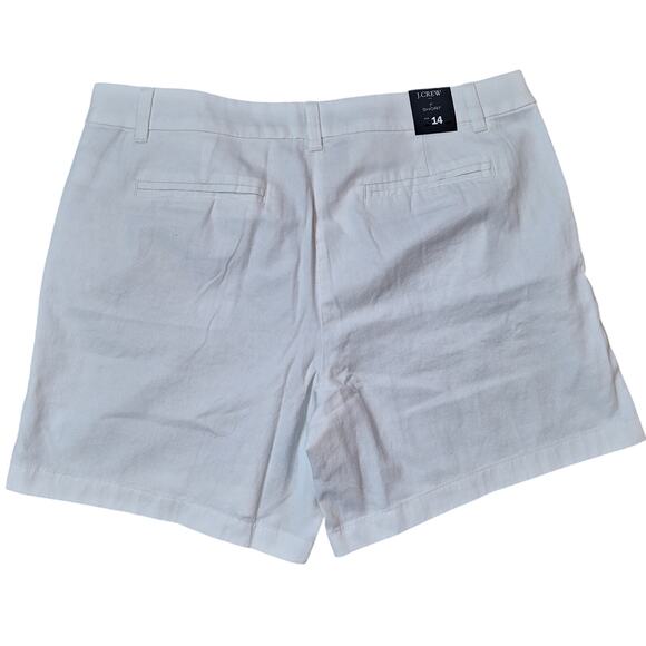 J. Crew Women 14 White Cotton Flat Front Coastal Beach Shorts Inseam 7" - Picture 2 of 7